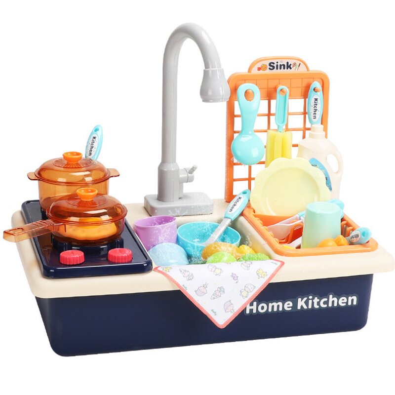 Kitchen Sets Dishwasher Play Kitchen Toy With Electric Water Wash Basin 